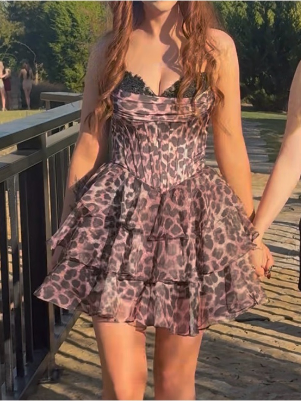 Pink Leopard Print Mini Dress with Ruffled Skirt